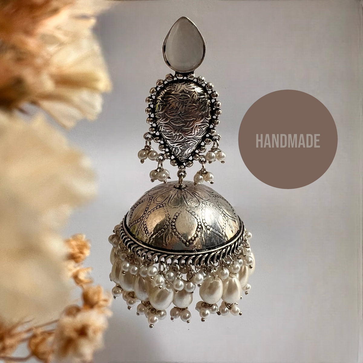 JONIDA SILVER LOOK ALIKE HANDMADE JHUMKAS ER578