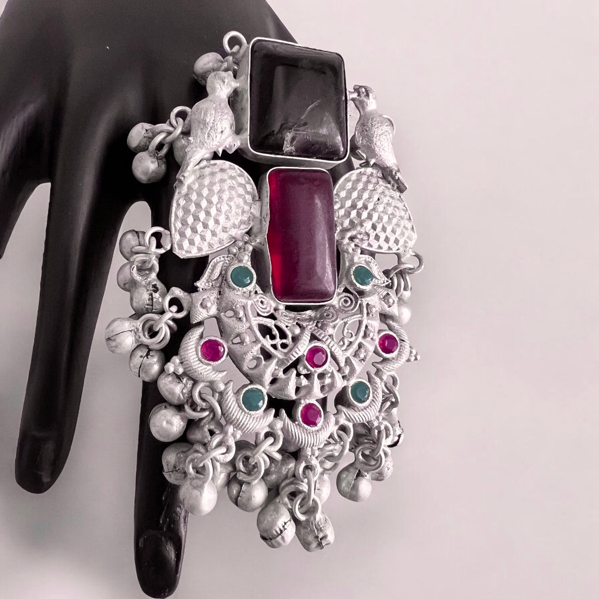 LUCIA PREMIUM HANDMADE NATURAL STONES SILVER POLISH RING R57