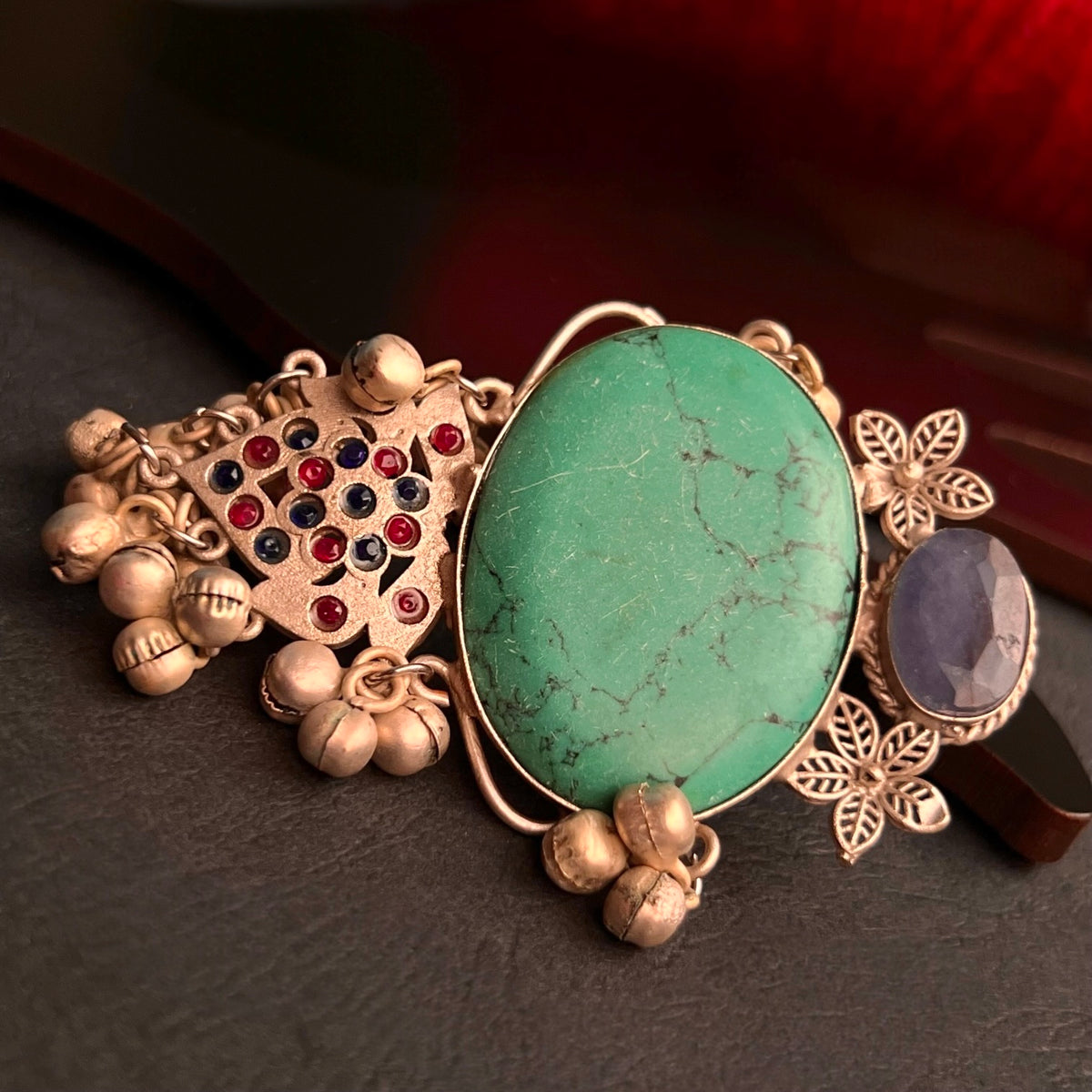 PITAPUE PREMIUM HANDMADE NATURAL STONES SILVER POLISH RING R315