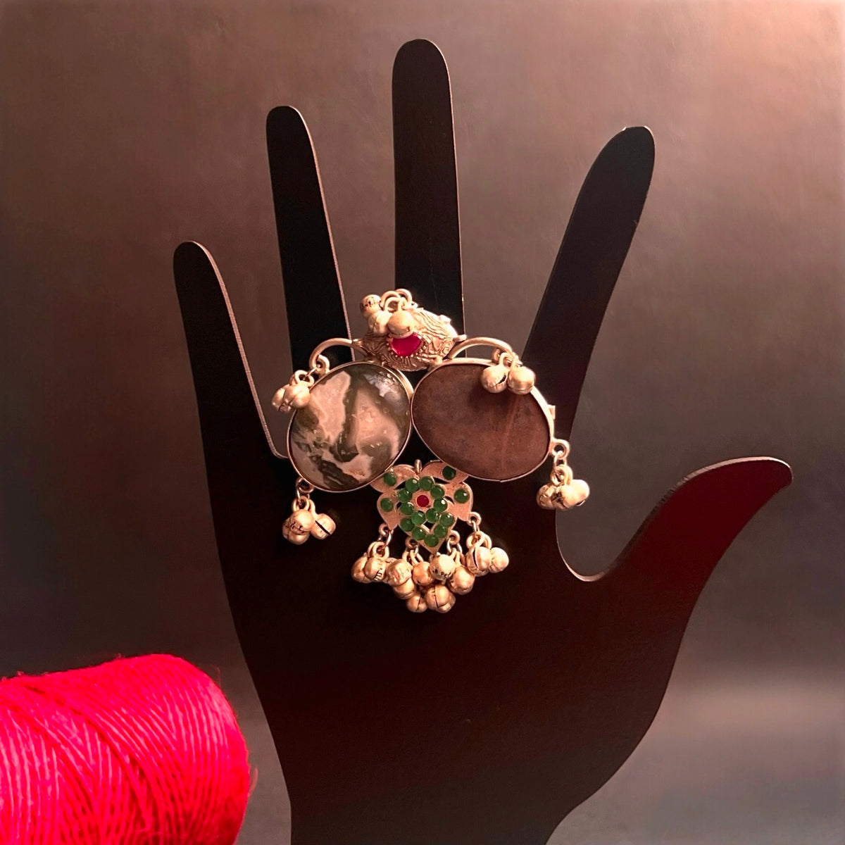 MRILUNA PREMIUM HANDMADE NATURAL STONES SILVER POLISH RING R61