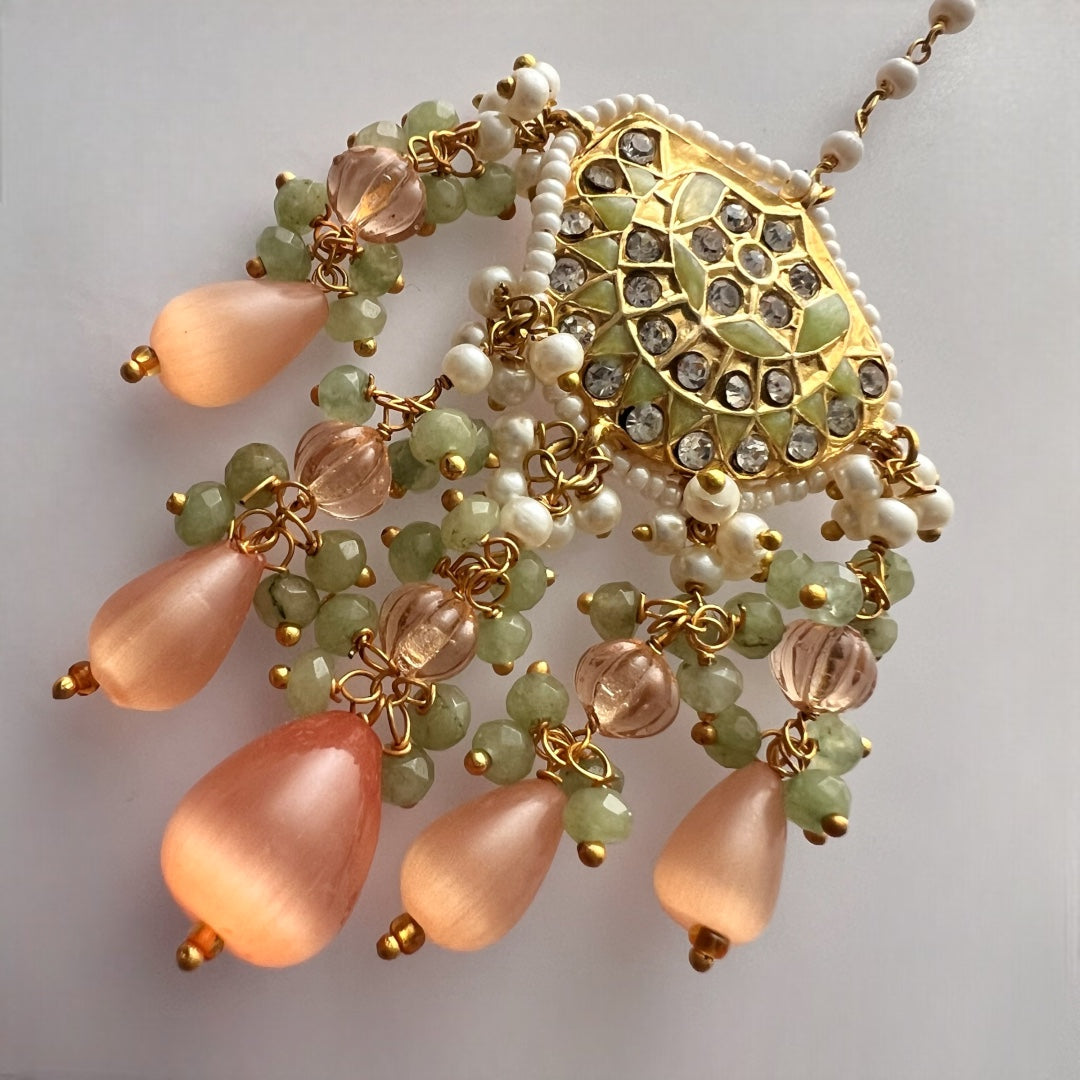 REETHANA BIJOUX PREMIUM HANDMADE CHOKER WITH EARRINGS AND TIKKA CH395