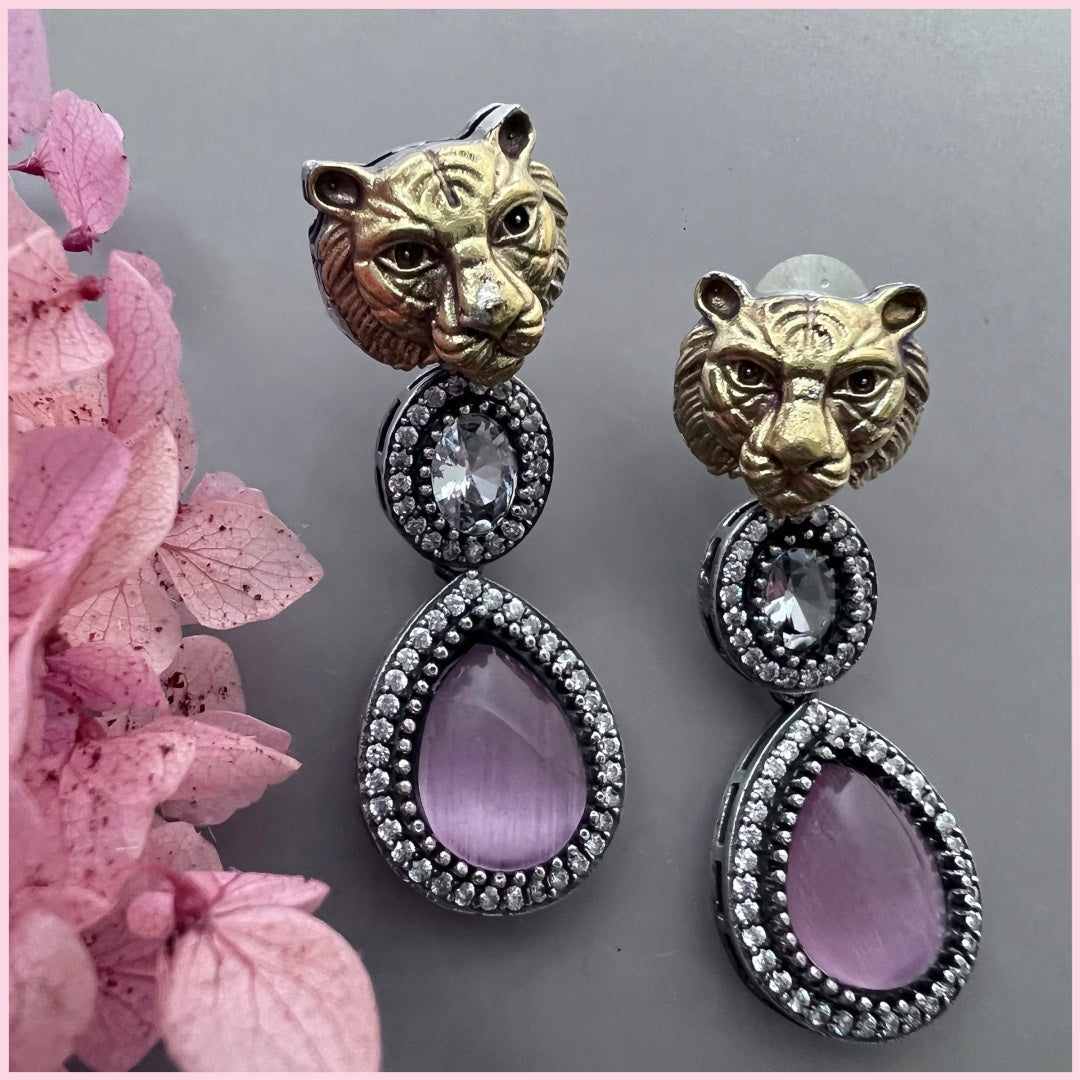 RIFONA FAUX SILVER BIJOUX PREMIUM AND EXCLUSIVE SEMI HANDMADE DUAL TONED NECKLACE WITH EARRINGS NL138