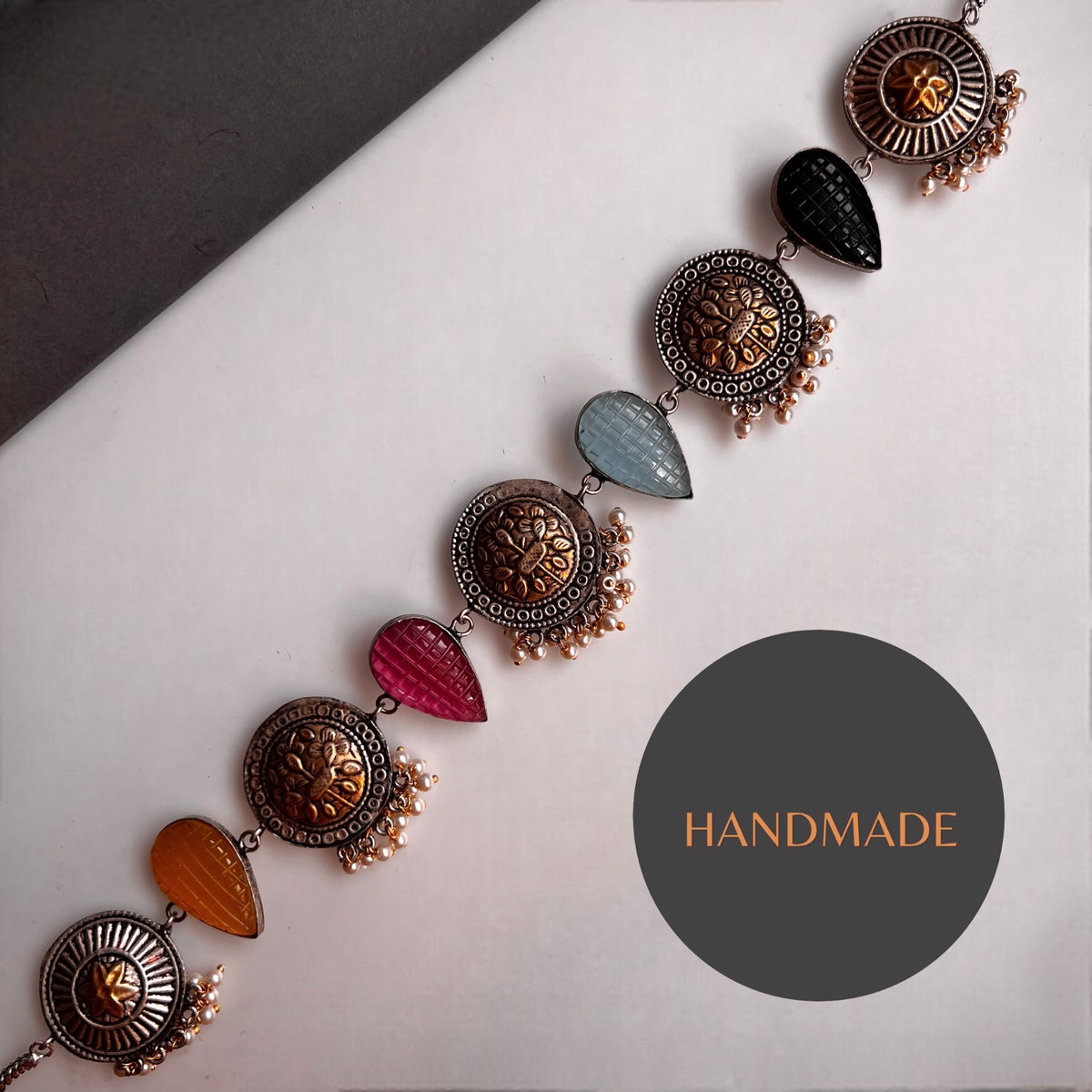 RITHANA BIJOUX PREMIUM AND EXCLUSIVE HAND HAMMERED HANDMADE CHOKER WITH EARRINGS CH101