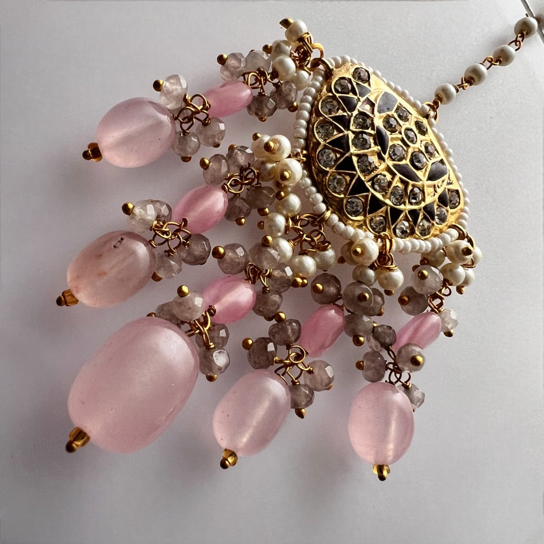 REETHANA BIJOUX PREMIUM HANDMADE CHOKER WITH EARRINGS AND TIKKA CH395