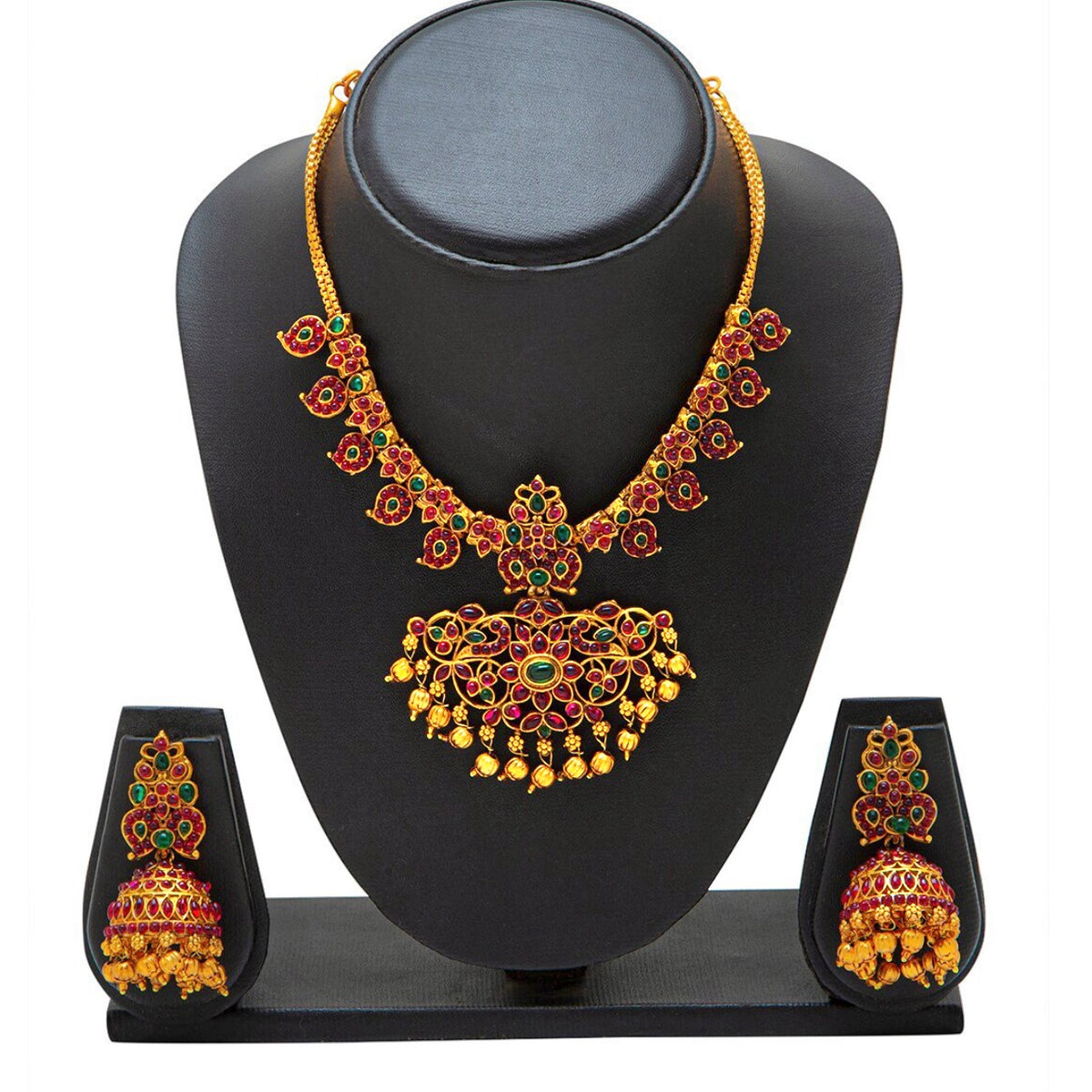 SALOME GOLD TONED ANTIQUE FINISH NECKLACE WITH EARRINGS NL230