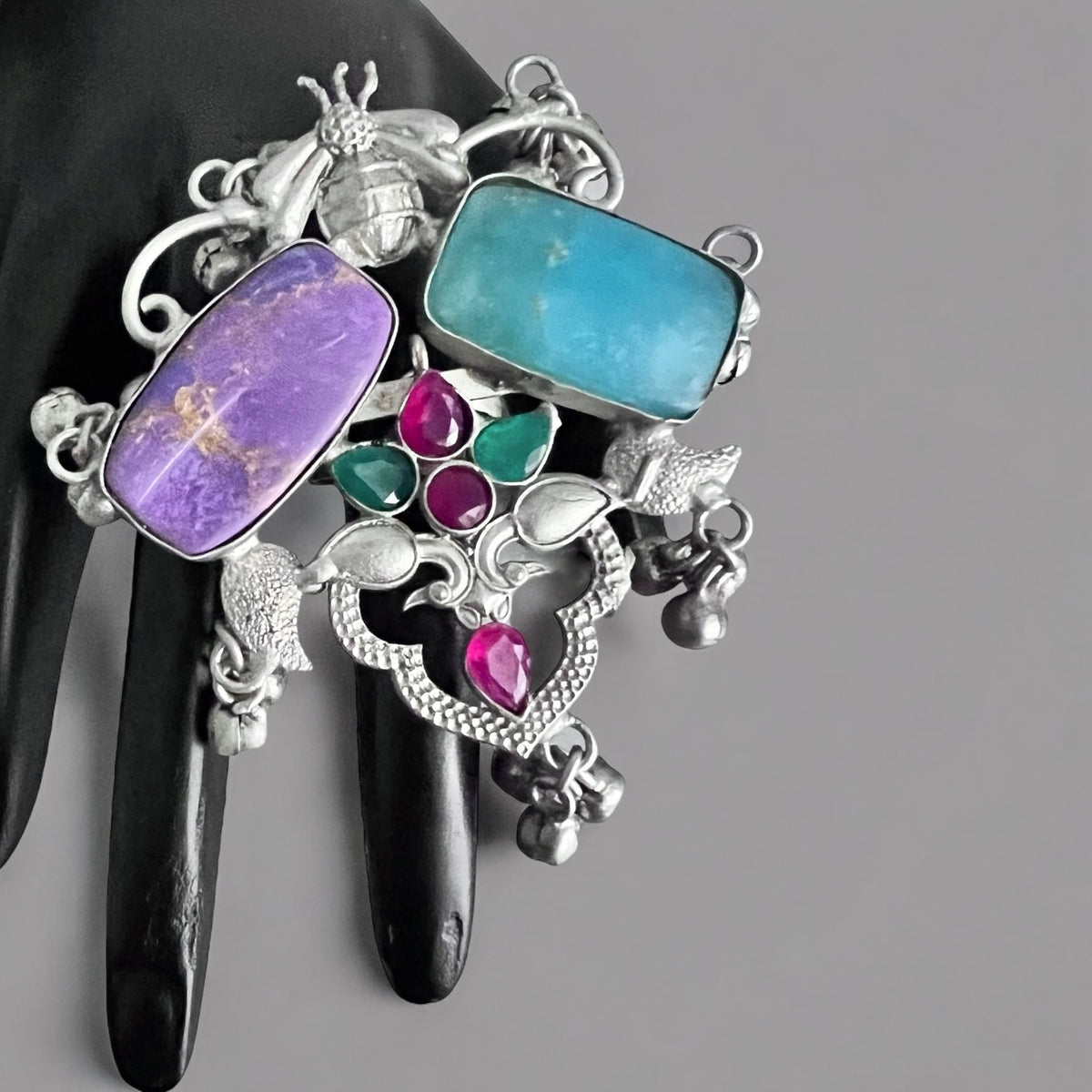 RITU PREMIUM HANDMADE NATURAL STONES SILVER POLISH RING R62