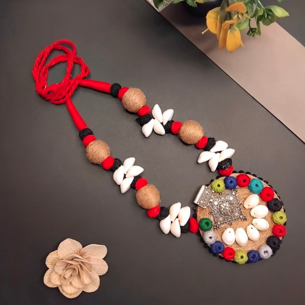 APSARA FABRIC AND BEADS HANDMADE AND HANDSTICHED MALA/ NECKPIECE ML95