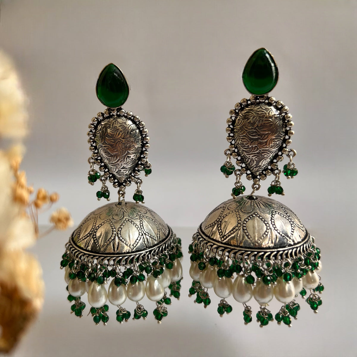 JONIDA SILVER LOOK ALIKE HANDMADE JHUMKAS ER578