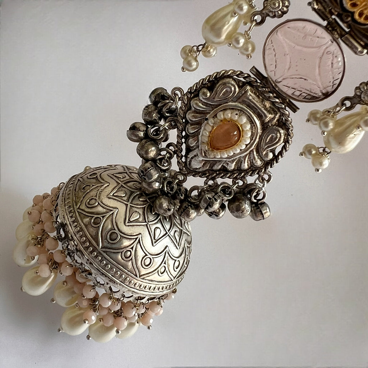 KRITHI SILVER LOOK ALIKE DUAL-TONED SILVER POLISH HANDMADE JUMBO JHUMKA ER572