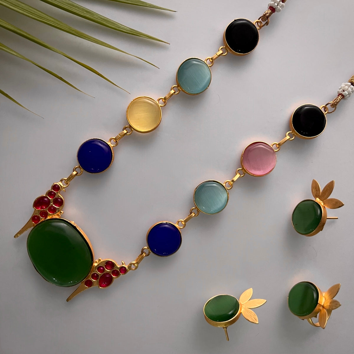 ROXANIA SET RING EARRING AND NECKLACE HANDMADE GOLD TONED PREMIUM NECKLACE/NECKPIECE EARRING SET NL30