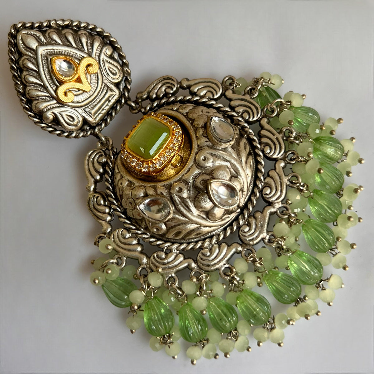 ANISE SILVER LOOK ALIKE DUAL-TONED SILVER POLISH HANDMADE DANGLERS ER564