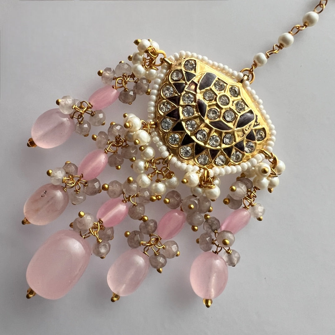 REETHANA BIJOUX PREMIUM HANDMADE CHOKER WITH EARRINGS AND TIKKA CH395