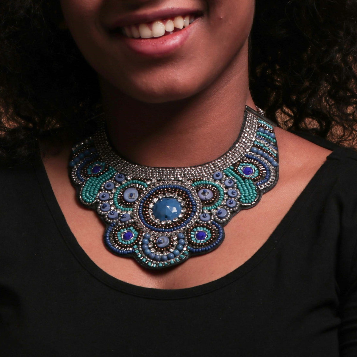 MULTI FABRIC AND BEADS HANDMADE AND HANDSTICHED NECKLACE/CHOKERS FROM NL149-NL163