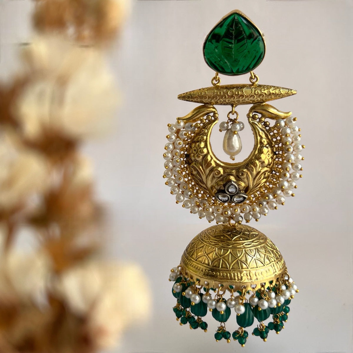 KEREN SILVER LOOK ALIKE GOLD-TONED SILVER POLISH HANDMADE JHUMKA ER563