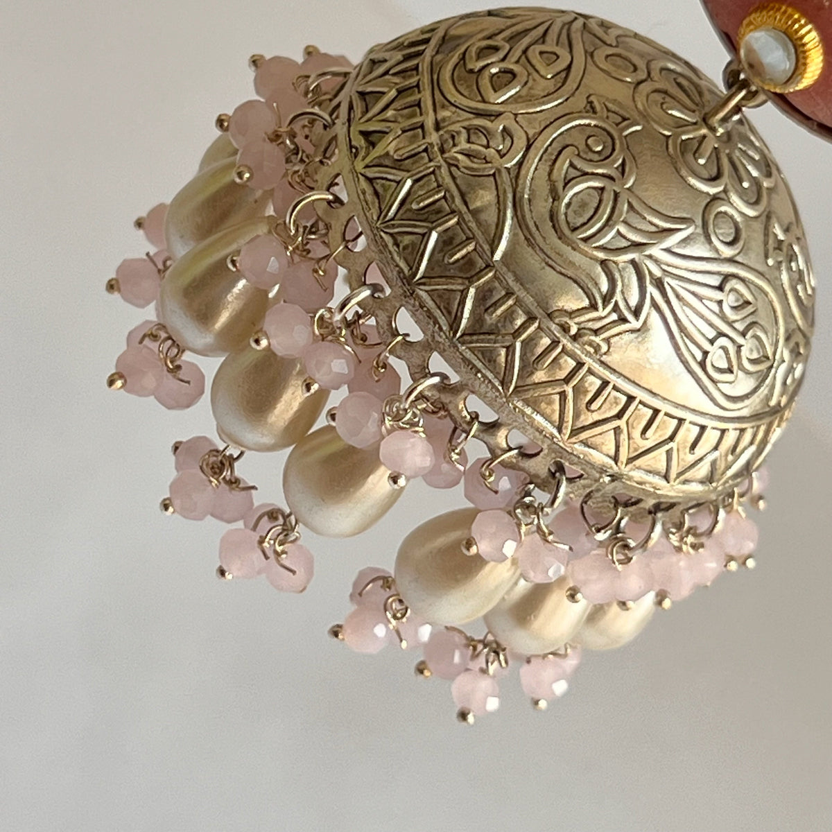 MASANI SILVER LOOK ALIKE DUAL-TONED SILVER POLISH HANDMADE JHUMKA ER573