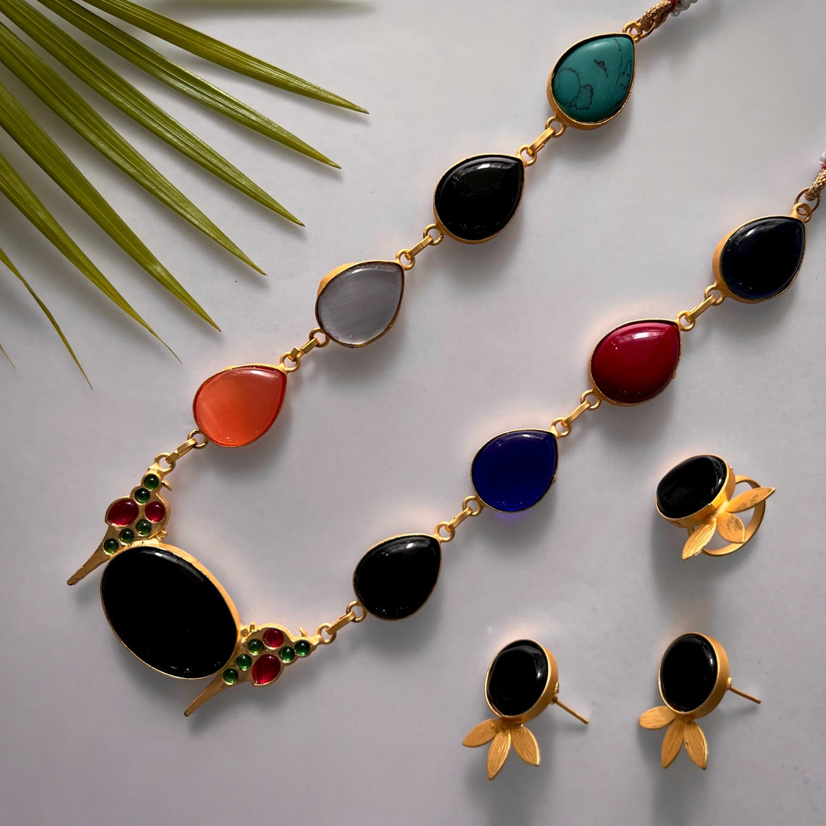 ROXANIA SET RING EARRING AND NECKLACE HANDMADE GOLD TONED PREMIUM NECKLACE/NECKPIECE EARRING SET NL30