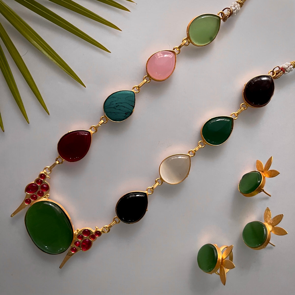 ROXANIA SET RING EARRING AND NECKLACE HANDMADE GOLD TONED PREMIUM NECKLACE/NECKPIECE EARRING SET NL30