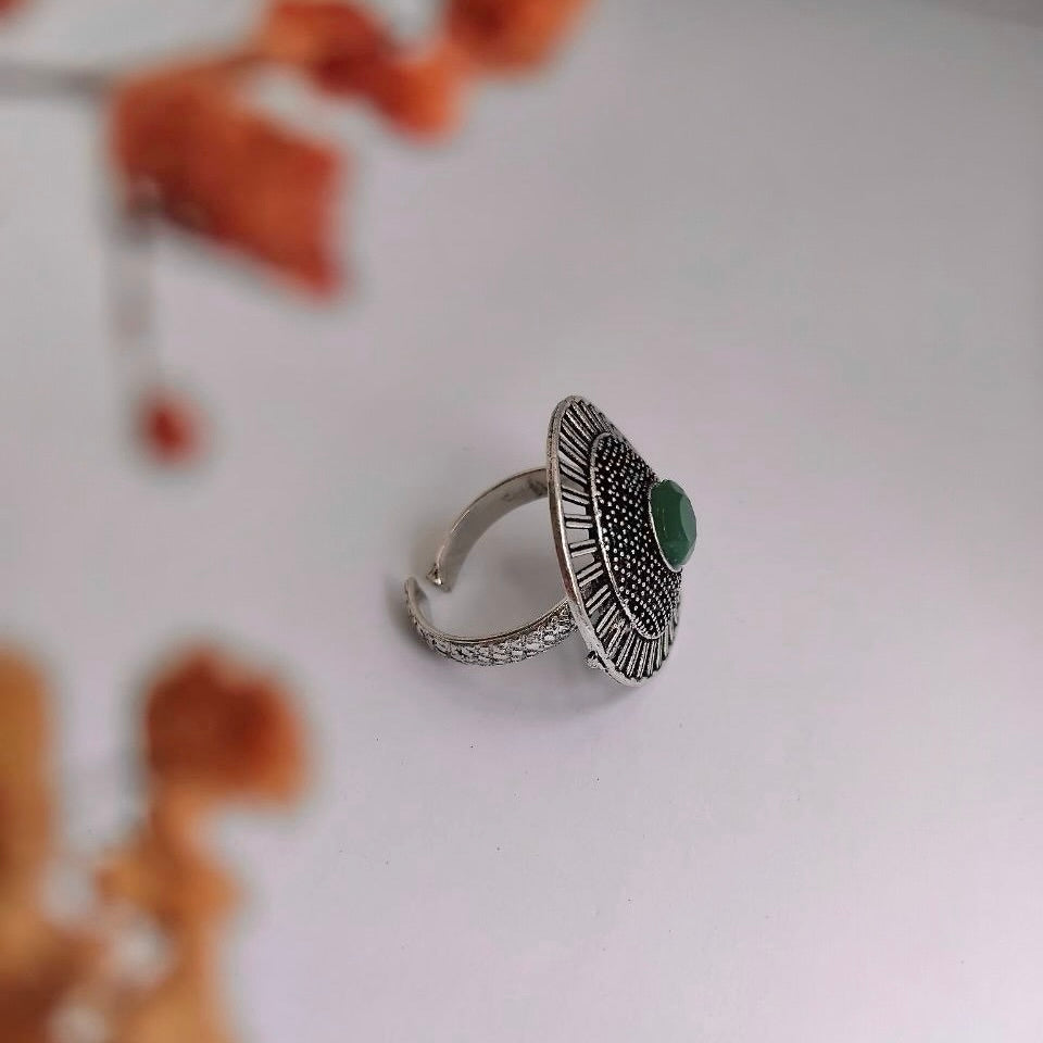 RIVONA OXIDIZED FINISH STONE RING R90