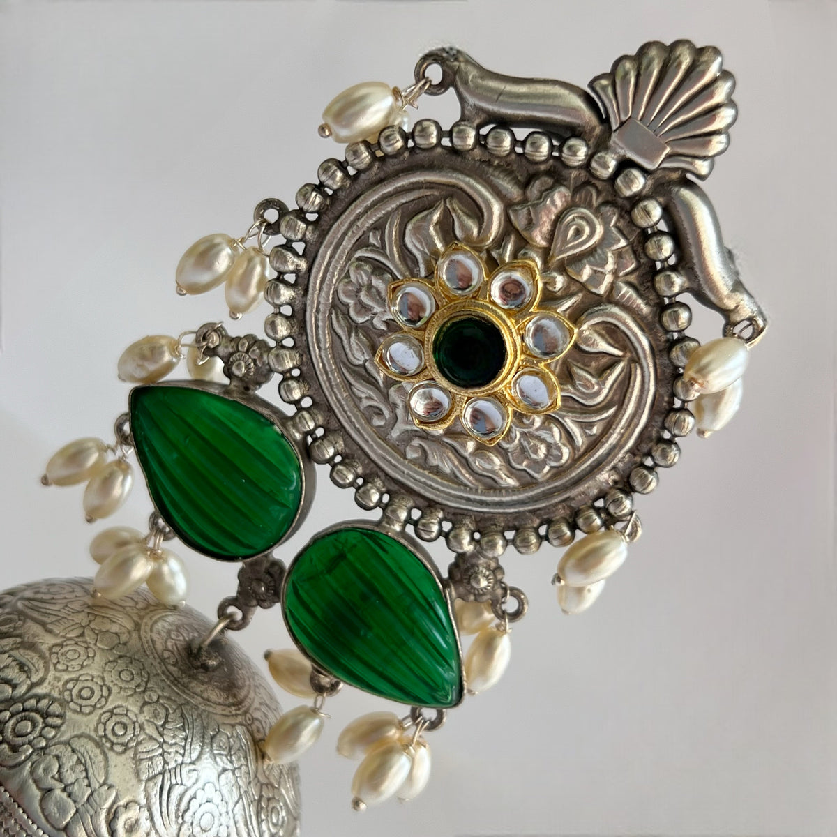 SELAM SILVER LOOK ALIKE DUAL-TONED SILVER POLISH HANDMADE JHUMKA ER574