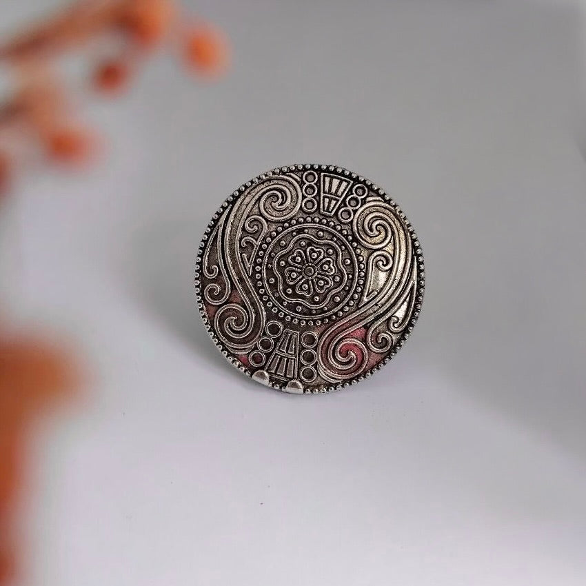 SHINARA OXIDIZED FINISH STONE RING R92