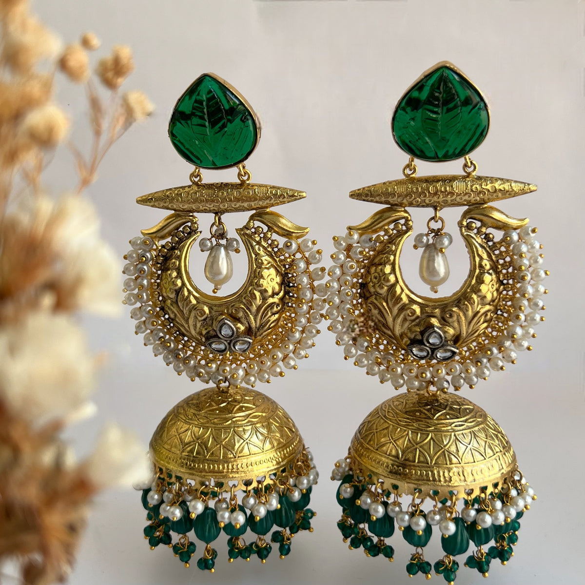 KEREN SILVER LOOK ALIKE GOLD-TONED SILVER POLISH HANDMADE JHUMKA ER563