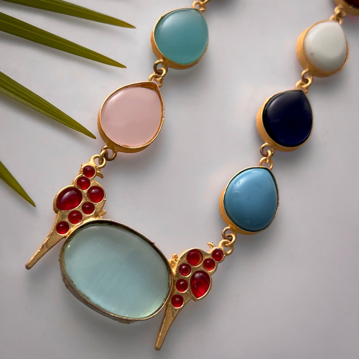 ROXANIA SET RING EARRING AND NECKLACE HANDMADE GOLD TONED PREMIUM NECKLACE/NECKPIECE EARRING SET NL30