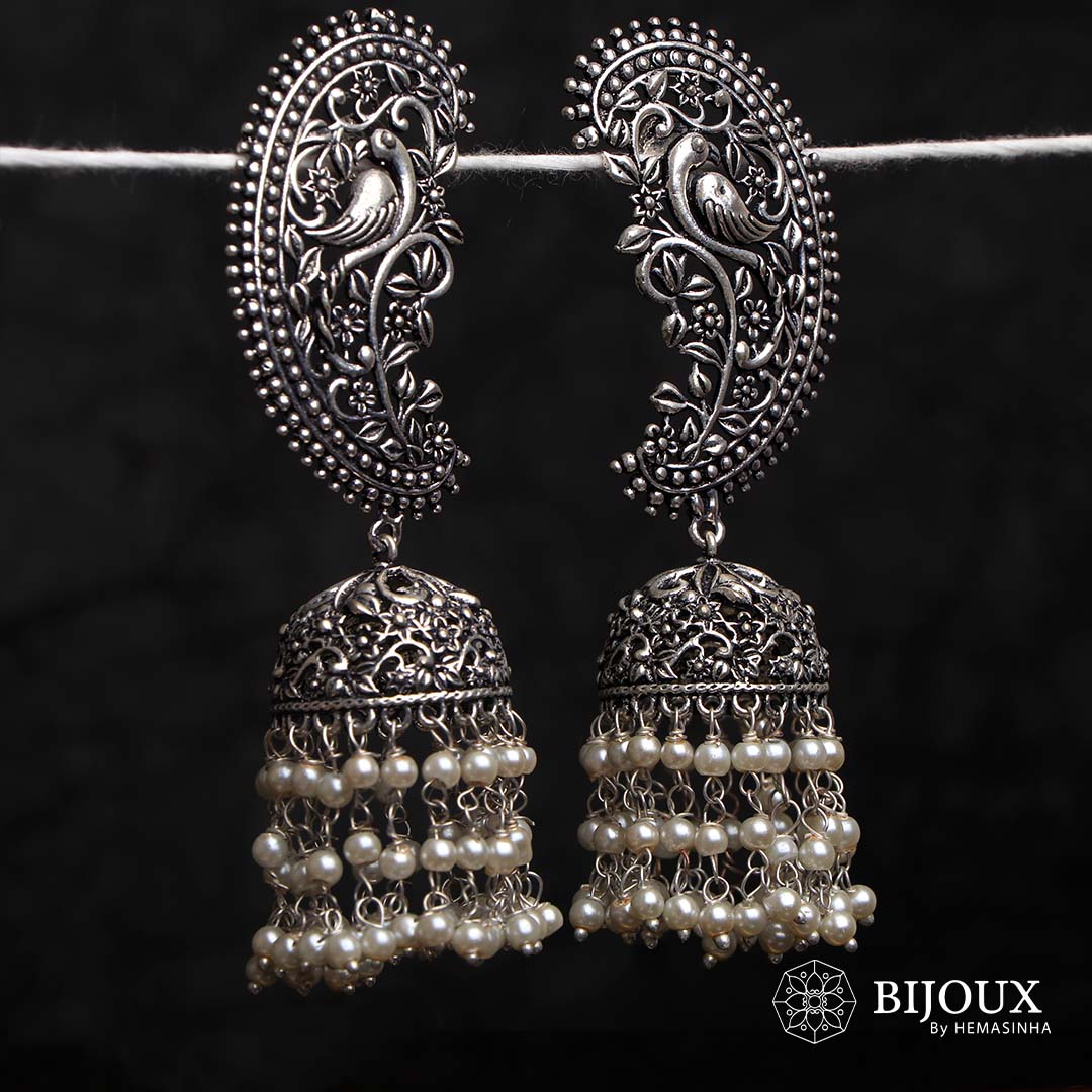 MAYILA ANTIQUE OXIDIZED JHUMKAS ER200