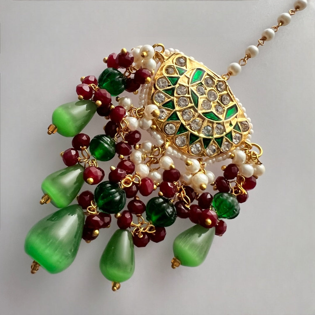 REETHANA BIJOUX PREMIUM HANDMADE CHOKER WITH EARRINGS AND TIKKA CH395