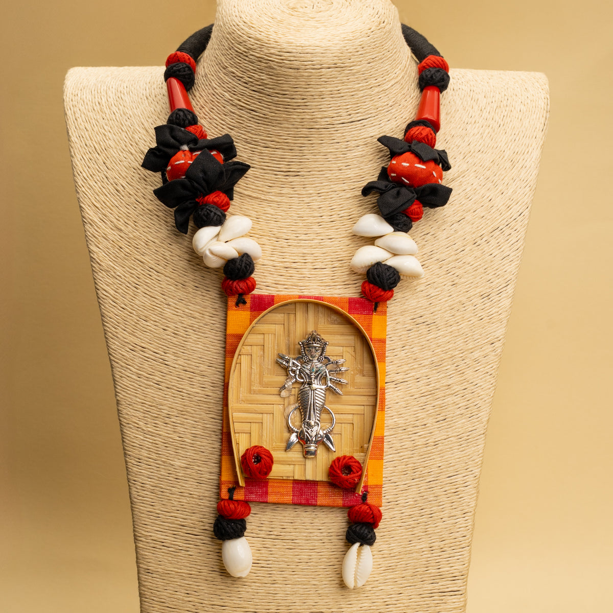 NIMISHA FABRIC AND BEADS HANDMADE AND HANDSTICHED MALA/ NECKPIECE ML90