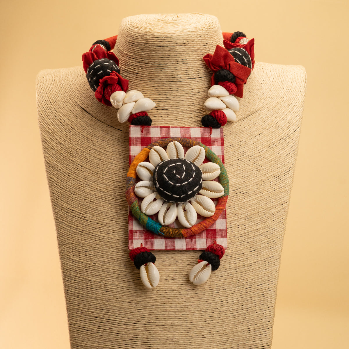 ZARA FABRIC AND BEADS HANDMADE AND HANDSTICHED MALA/ NECKPIECE ML89