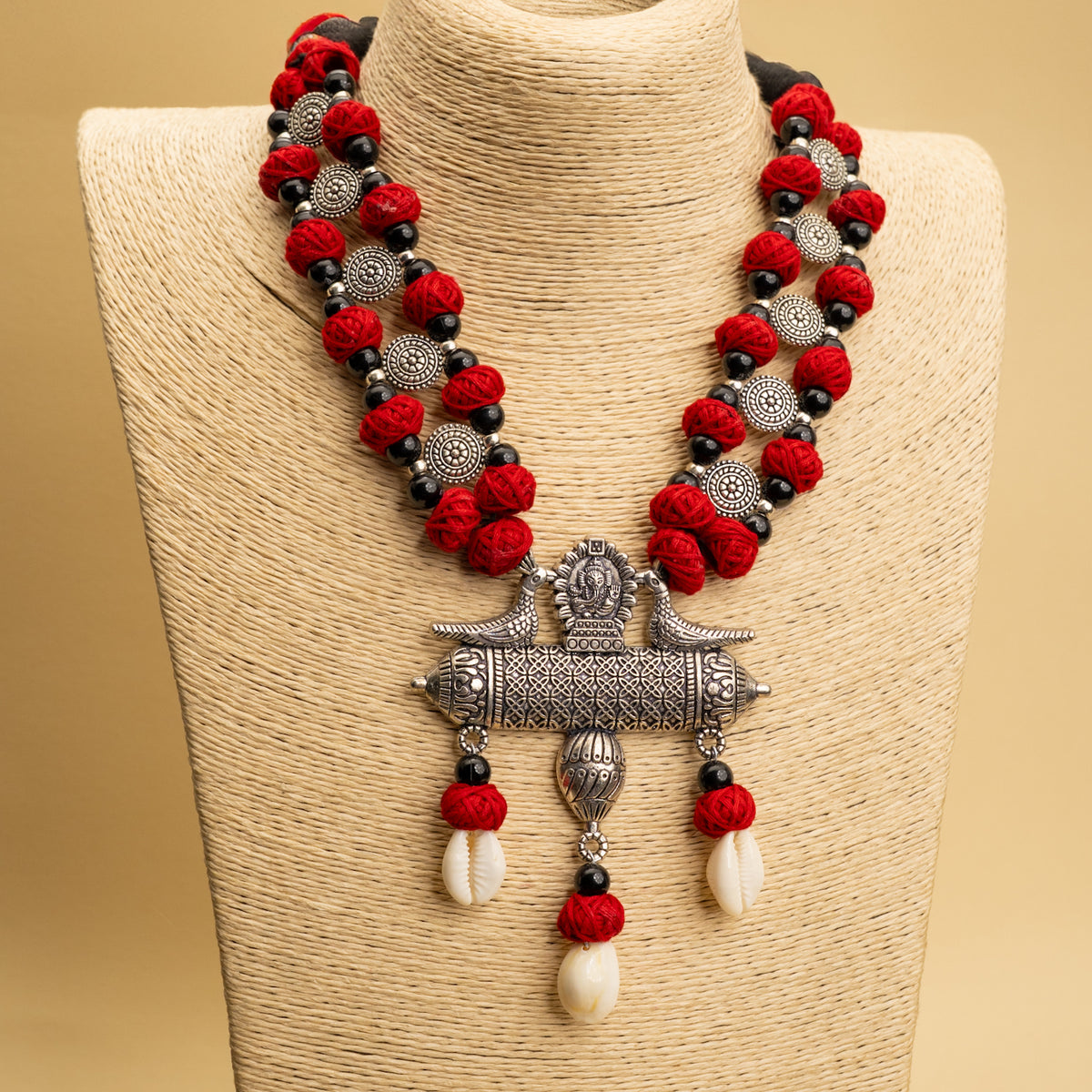 AIDEN FABRIC AND BEADS HANDMADE AND HANDSTICHED MALA/ NECKPIECE ML94