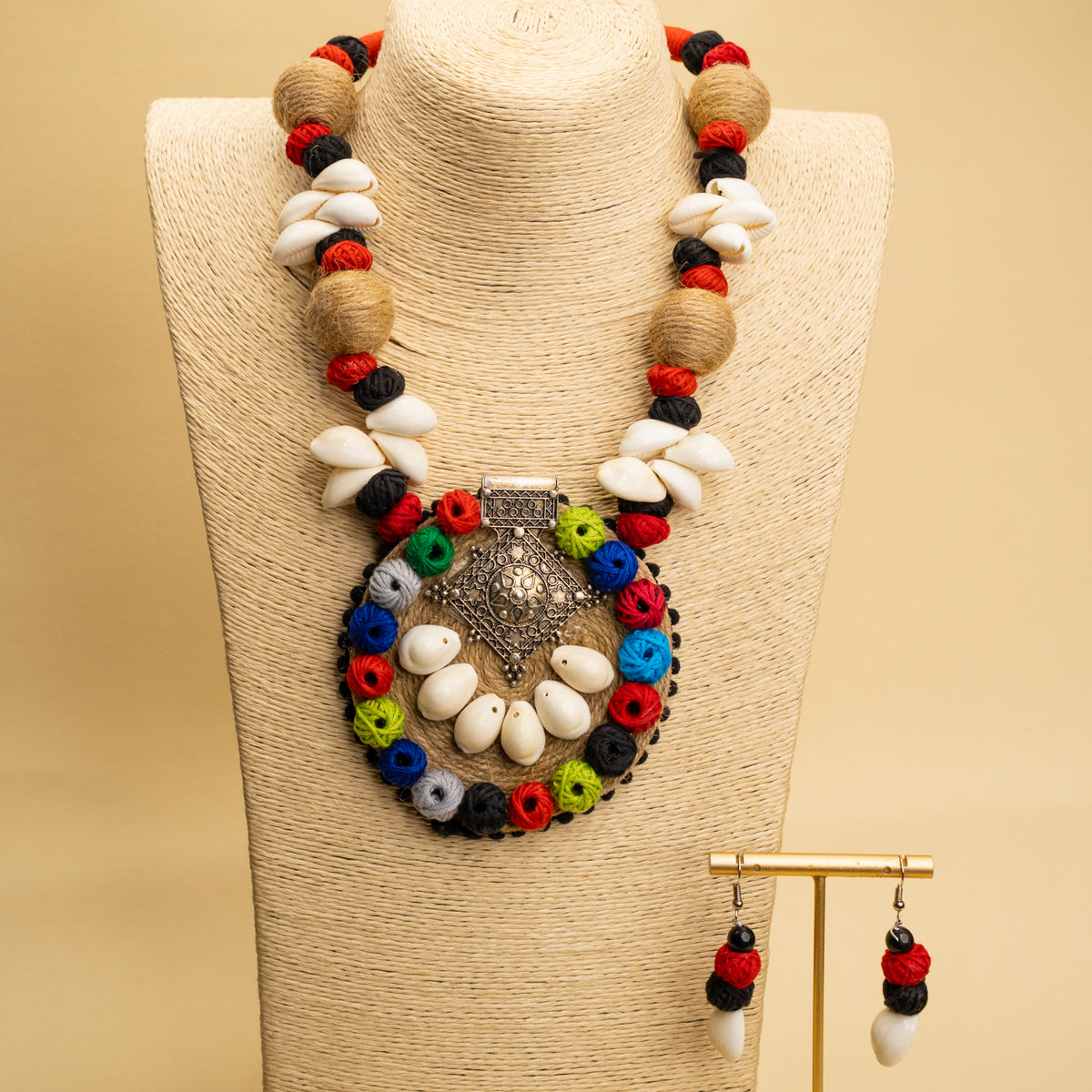 APSARA FABRIC AND BEADS HANDMADE AND HANDSTICHED MALA/ NECKPIECE ML95