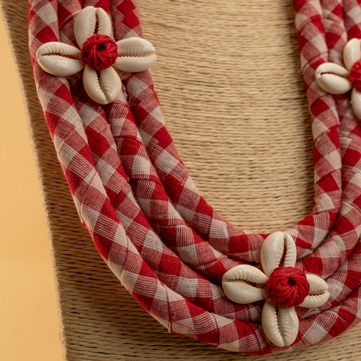 MITHILA FABRIC AND BEADS HANDMADE AND HANDSTICHED MALA/ NECKPIECE ML86