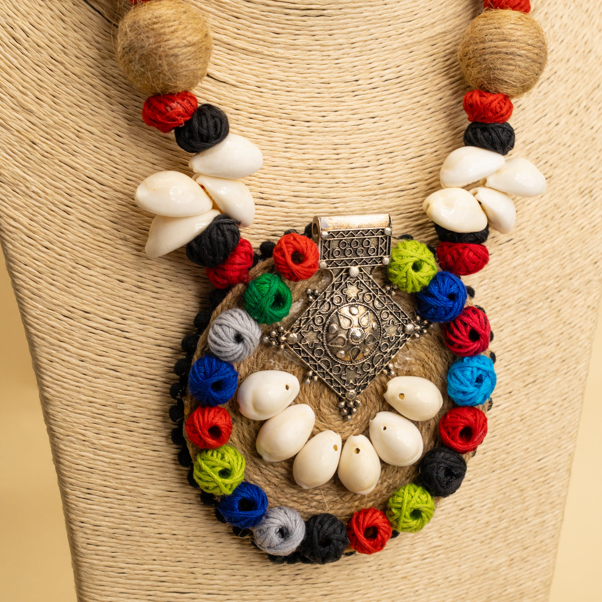 APSARA FABRIC AND BEADS HANDMADE AND HANDSTICHED MALA/ NECKPIECE ML95