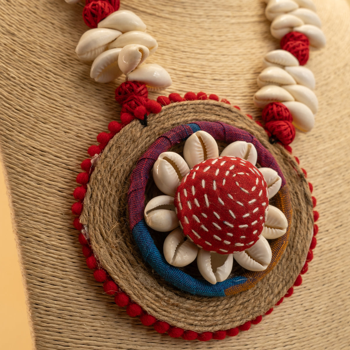 ALICE FABRIC AND BEADS HANDMADE AND HANDSTICHED MALA/ NECKPIECE ML87