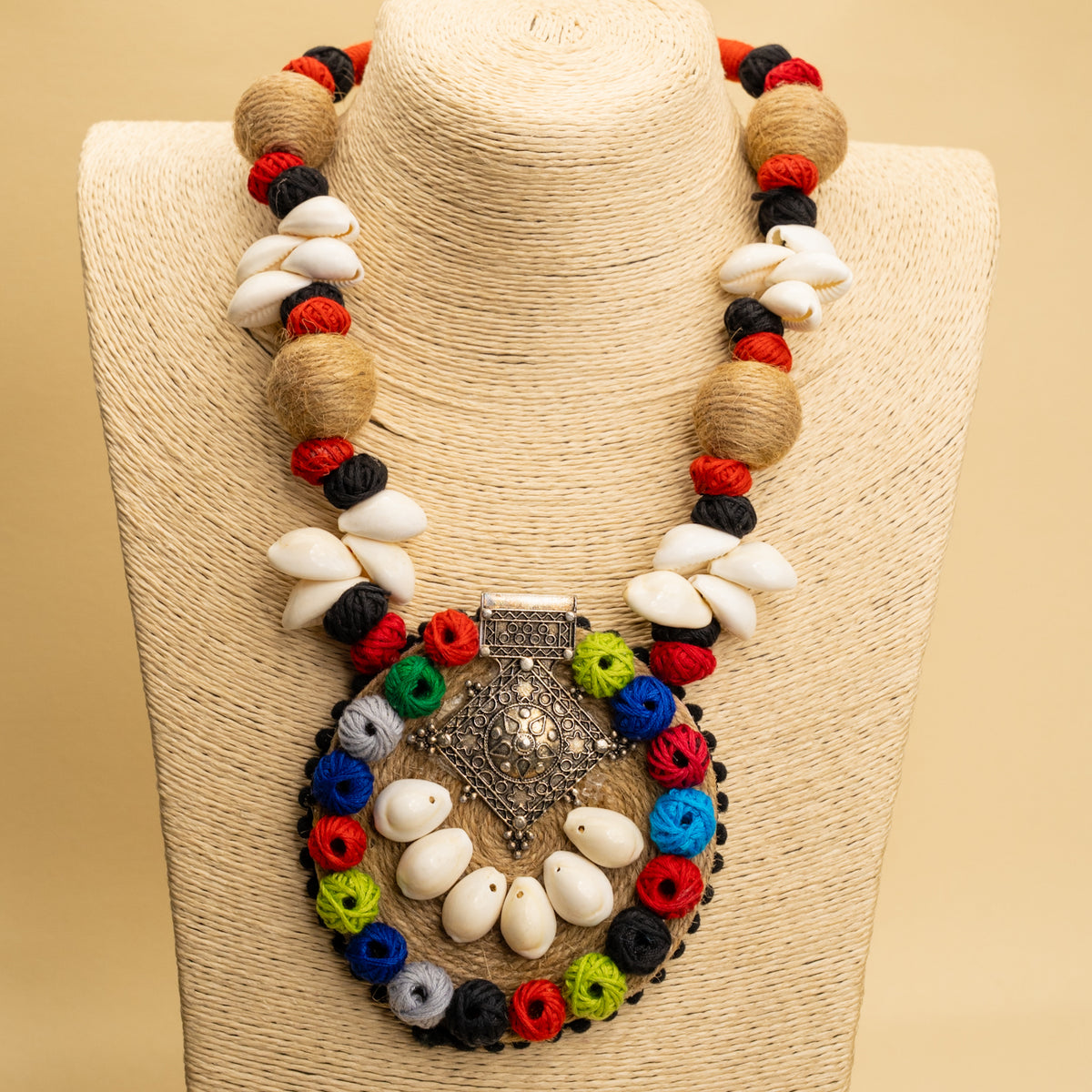 APSARA FABRIC AND BEADS HANDMADE AND HANDSTICHED MALA/ NECKPIECE ML95