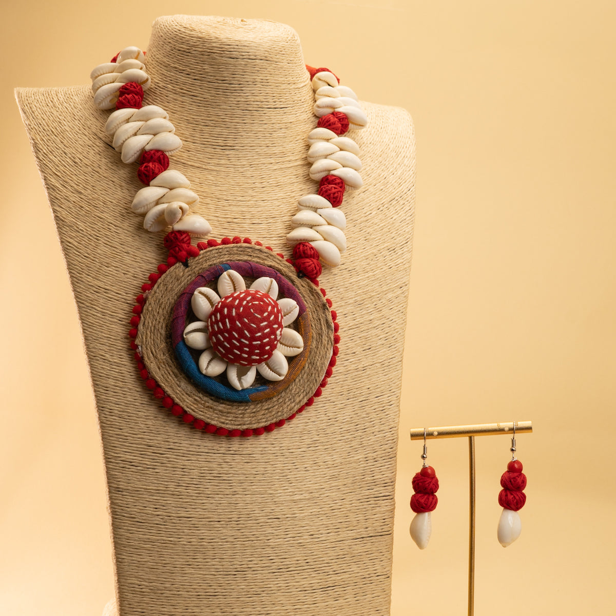 ALICE FABRIC AND BEADS HANDMADE AND HANDSTICHED MALA/ NECKPIECE ML87