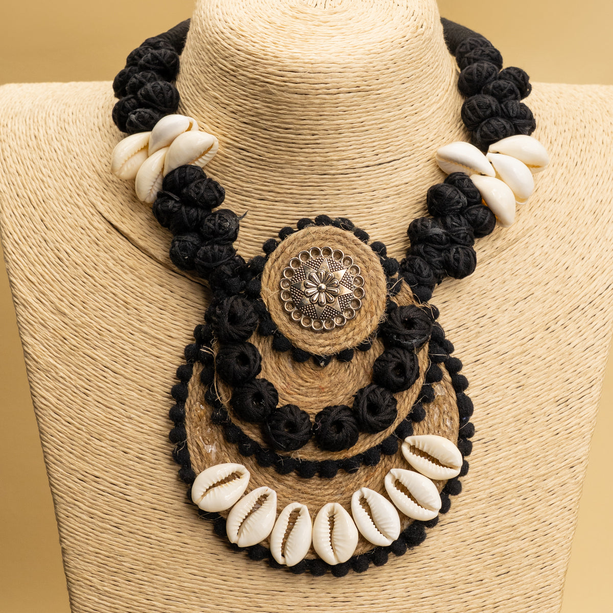 OLIVIA FABRIC AND BEADS HANDMADE AND HANDSTICHED MALA/ NECKPIECE ML92