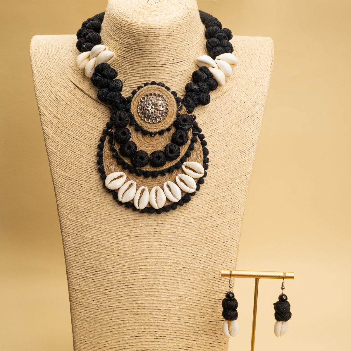 OLIVIA FABRIC AND BEADS HANDMADE AND HANDSTICHED MALA/ NECKPIECE ML92