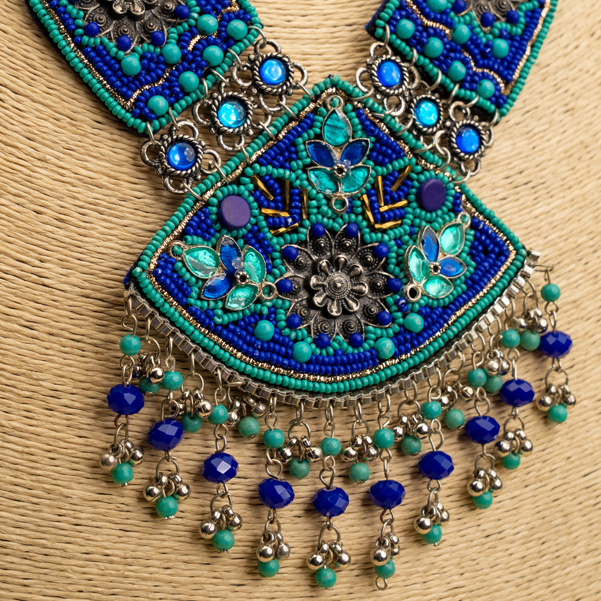 RYKER FABRIC AND BEADS HANDMADE AND HANDSTICHED MALA/ NECKPIECE ML127