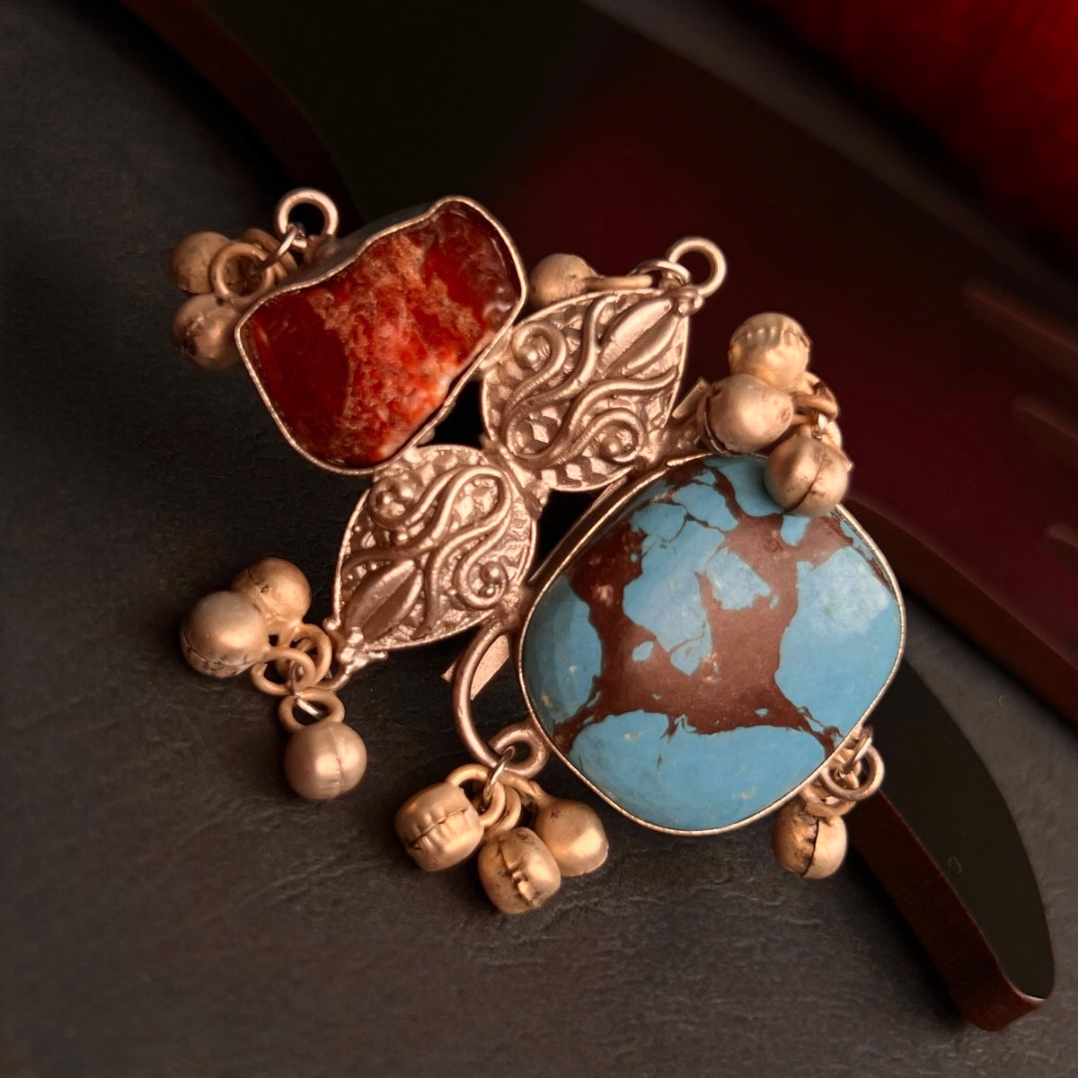 SUNAYA PREMIUM HANDMADE NATURAL STONES SILVER POLISH RING R55