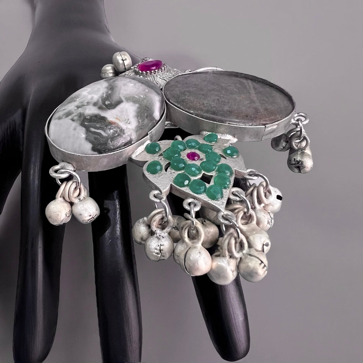 MRILUNA PREMIUM HANDMADE NATURAL STONES SILVER POLISH RING R61