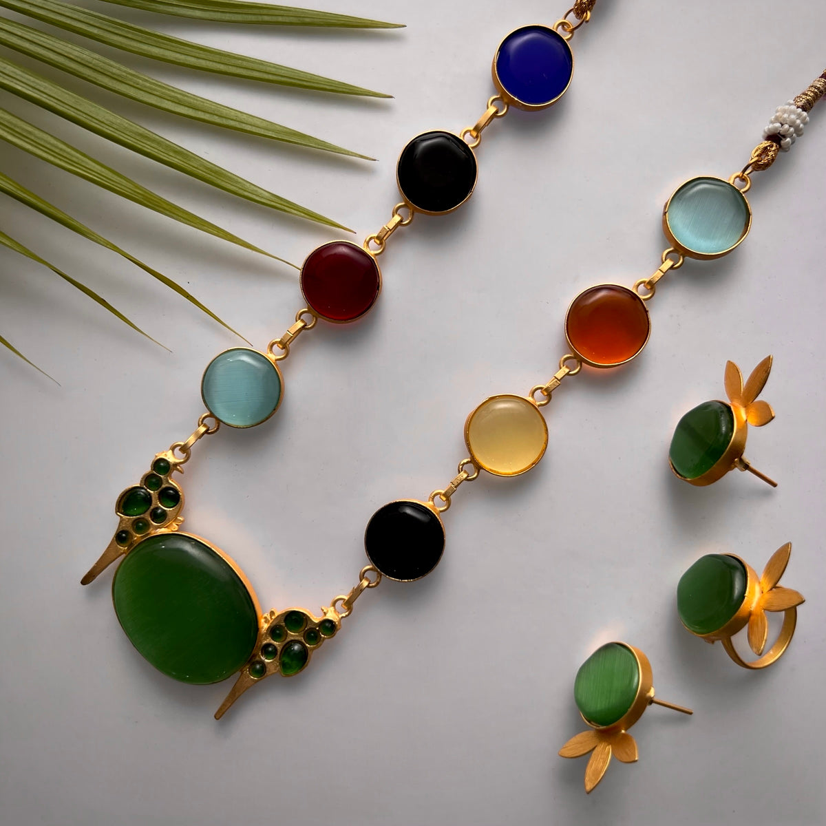 ROXANIA SET RING EARRING AND NECKLACE HANDMADE GOLD TONED PREMIUM NECKLACE/NECKPIECE EARRING SET NL30