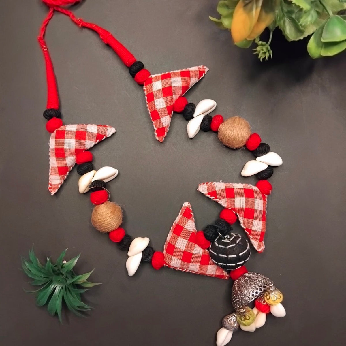 RITHU FABRIC AND BEADS HANDMADE AND HANDSTICHED MALA/ NECKPIECE ML88