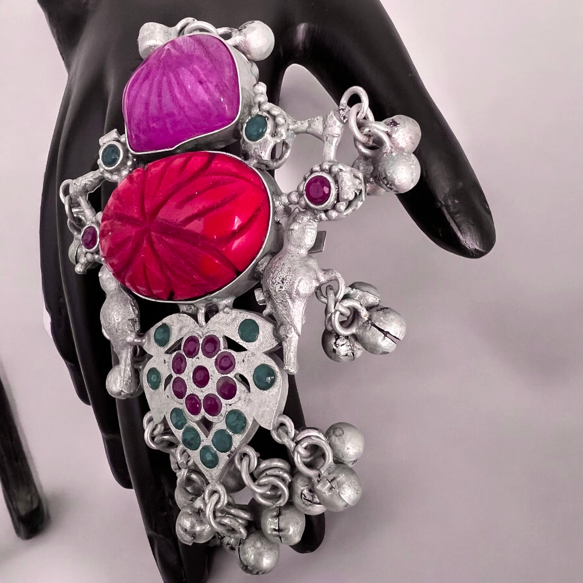 RITHANA PREMIUM HANDMADE NATURAL STONES SILVER POLISH RING R53