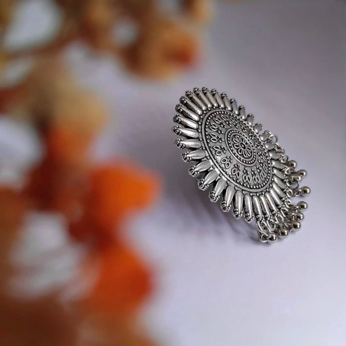 SHINARA OXIDIZED FINISH STONE RING R92