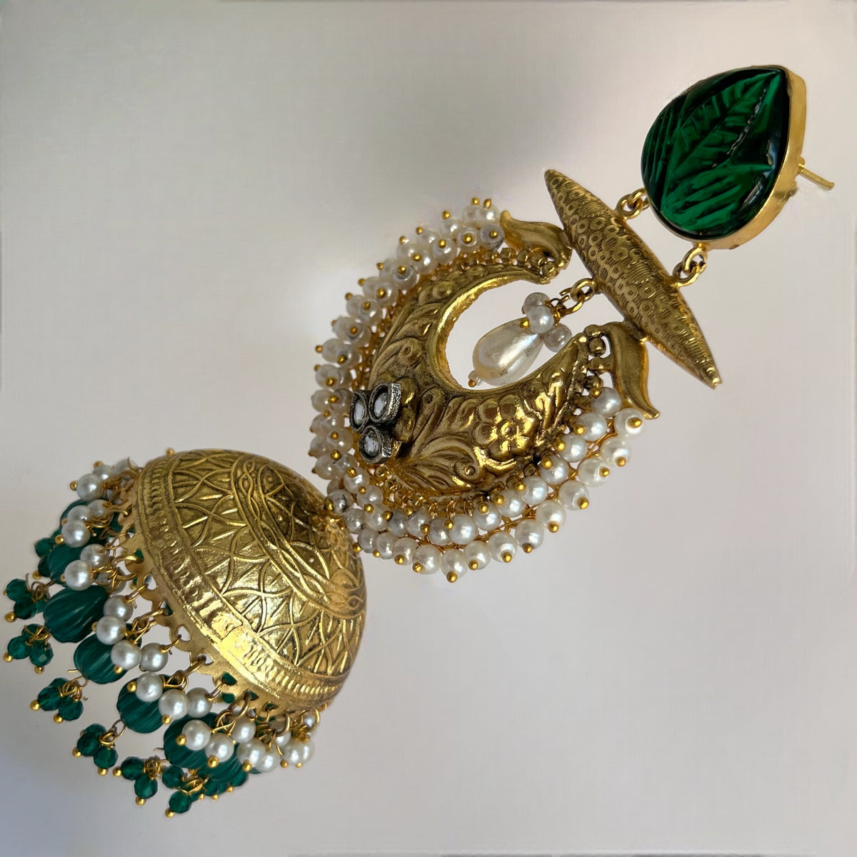 KEREN SILVER LOOK ALIKE GOLD-TONED SILVER POLISH HANDMADE JHUMKA ER563