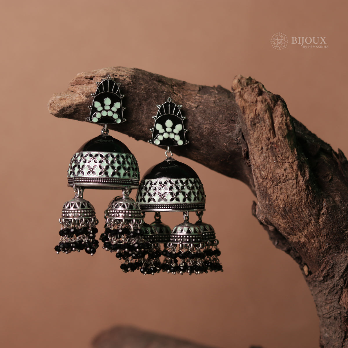PRISM TASSEL QUARTET SEMI HANDMADE & HANDPAINTED JHUMKAS ER70