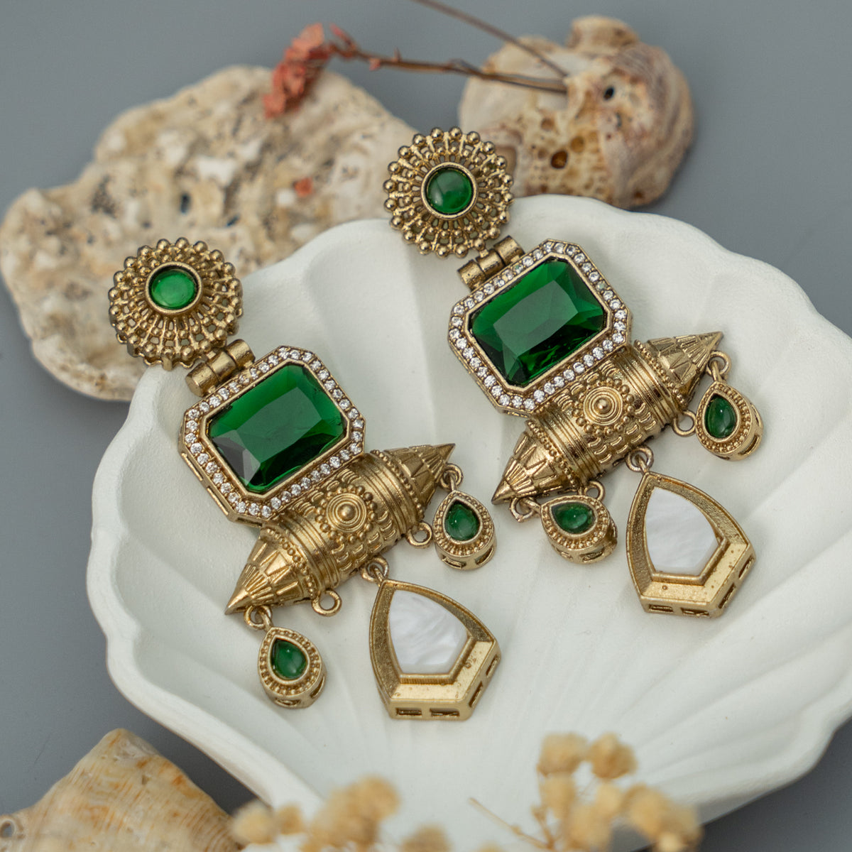 FABY SEMI HANDMADE ANTIQUE TONED VICTORIAN EARRINGS/DANGLER ER914