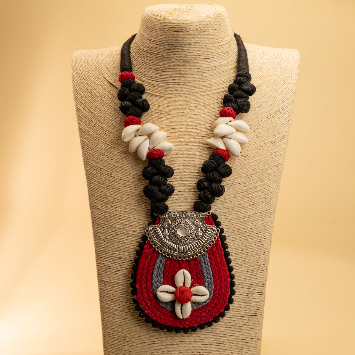 RINA FABRIC AND BEADS HANDMADE AND HANDSTICHED MALA/ NECKPIECE ML85
